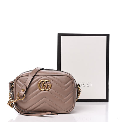 Gucci Calfskin Matelasse Mini GG Marmont Chain Shoulder Bag Nude 12 of 12