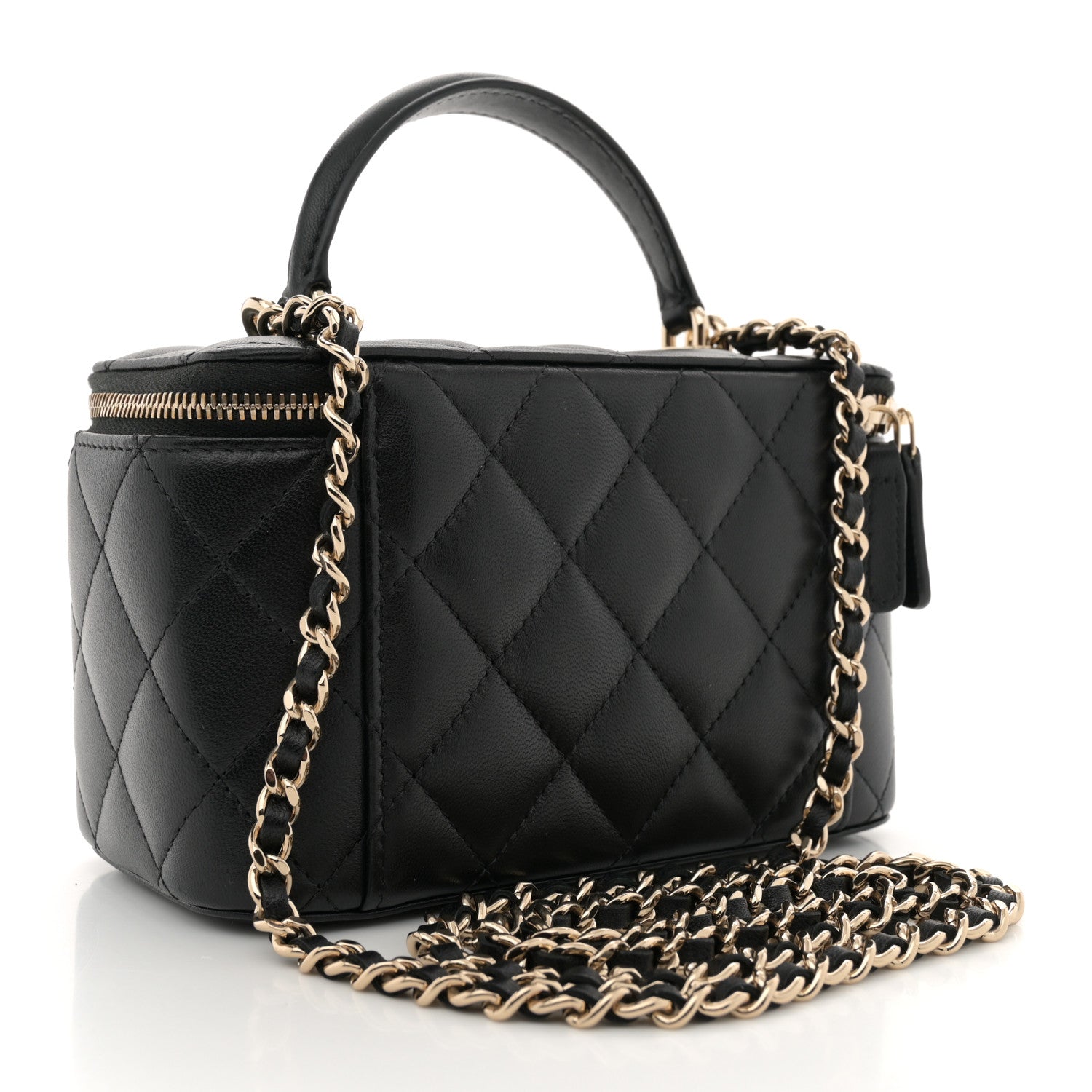 Chanel Lambskin Quilted Small Top Handle Vanity Case With Chain Black 3 of 12