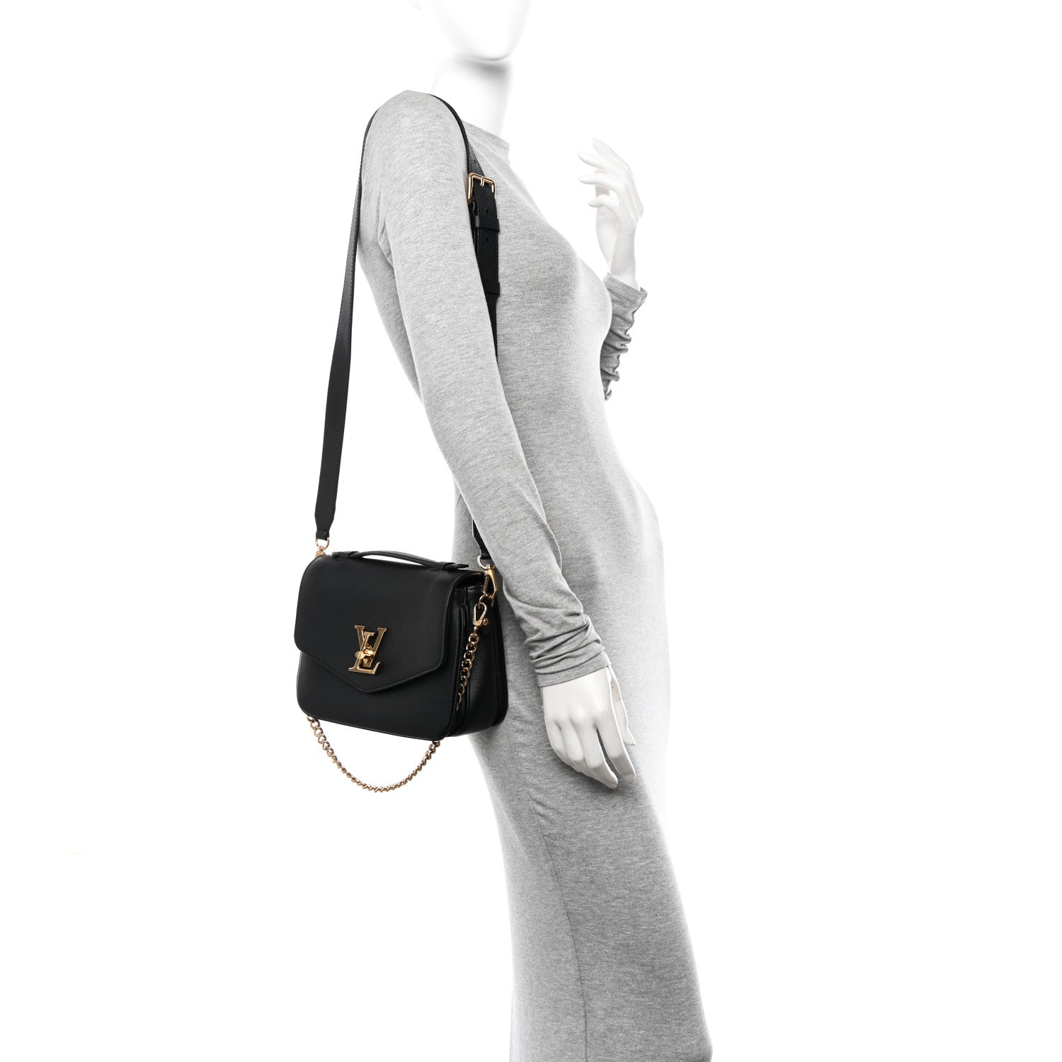 Louis Vuitton Grained Calfskin Lockme Oxford Black 2 of 13