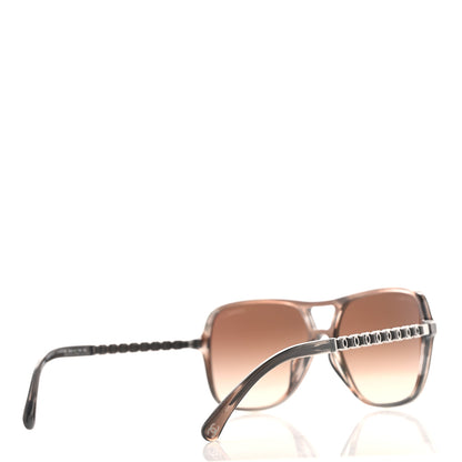 Chanel Metal Calfskin Polarized CC Chain Pilot Sunglasses 5439-Q-A Brown 4 of 8