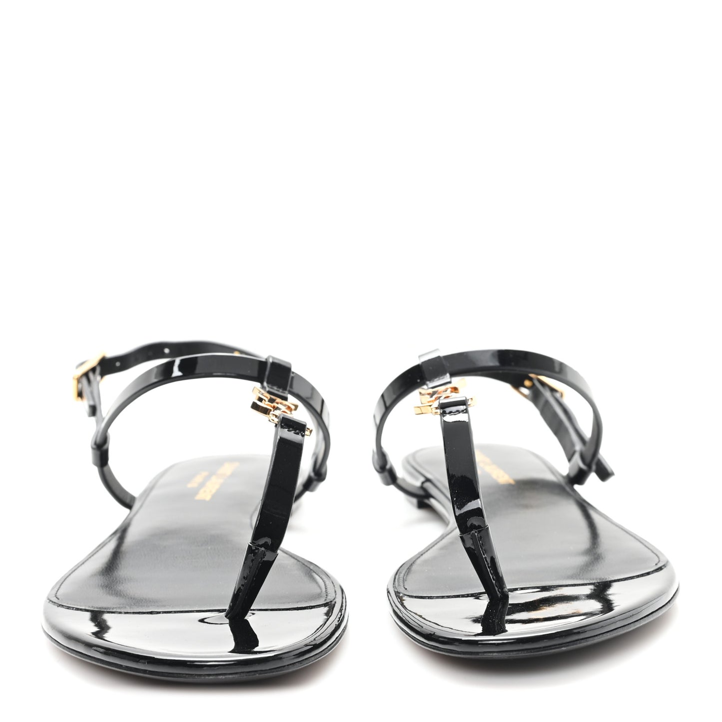 Patent Calfskin Cassandra Monogram Sandals 37 Black