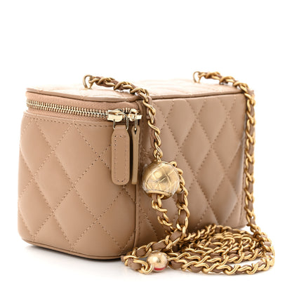 Chanel Lambskin Quilted Pearl Crush Small Vanity Case With Chain Beige 3 of 10