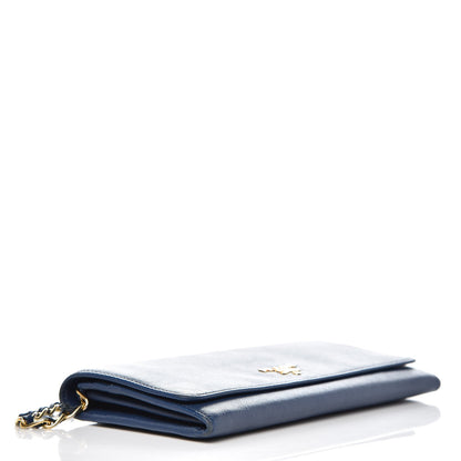 Prada Saffiano Metal Oro Chain Wallet Bleuette 4 of 12