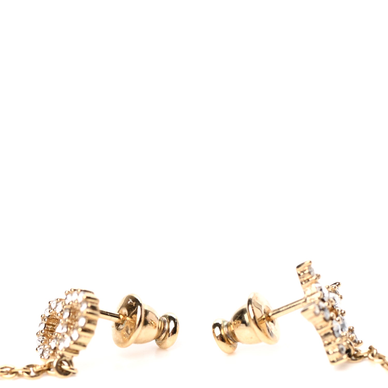 Christian Dior Pearl Crystal Shiny-D Dangle Chain Earrings Gold 3 of 5