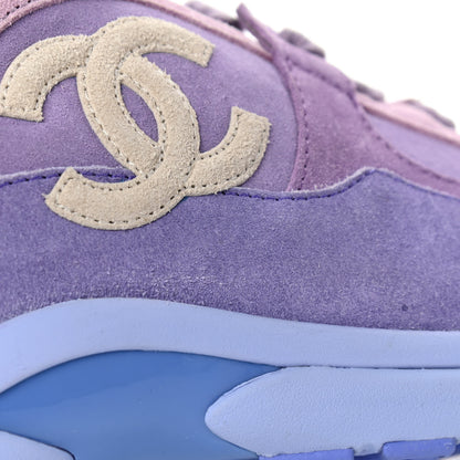 Chanel Nylon Lambskin Suede Calfskin CC Sneakers 40 Purple 10 of 12