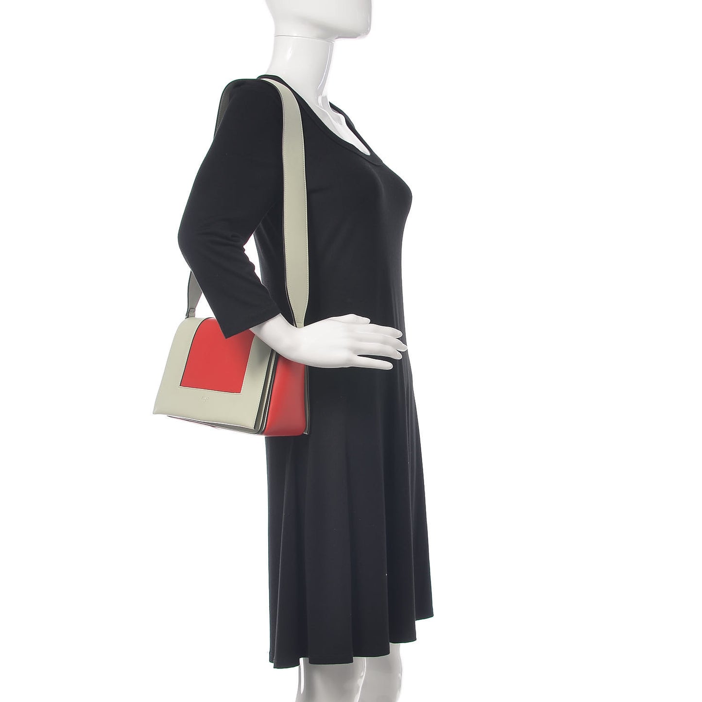 Shiny Smooth Calfskin Medium Frame Shoulder Bag Pastel Green Pop Red