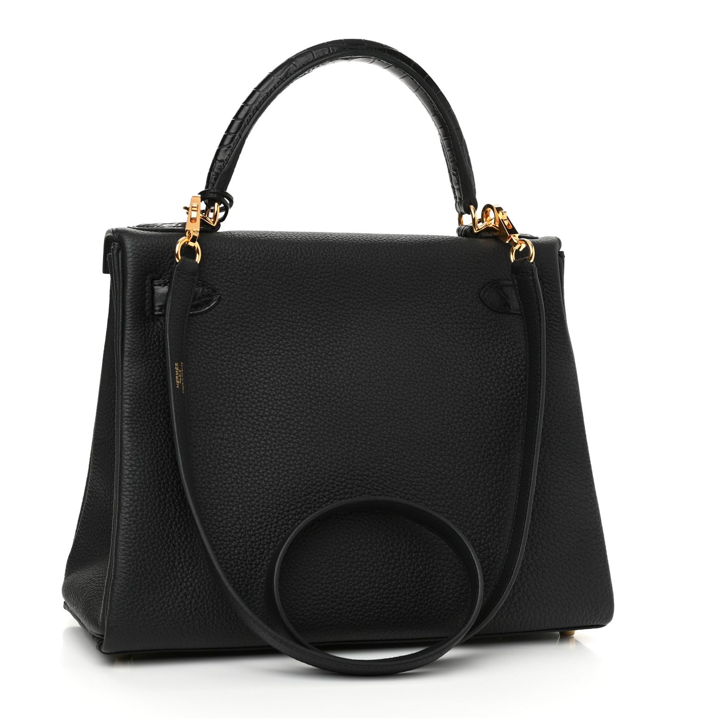 Togo Matte Porosus Crocodile Kelly Retourne Touch 28 Black