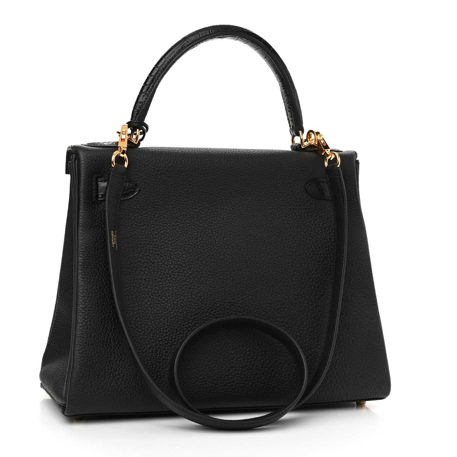 Hermes Togo Matte Porosus Crocodile Kelly Retourne Touch 28 Black 3 of 11