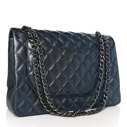 Chanel Metallic Caviar Quilted Maxi Double Flap Charcoal 3 of 11