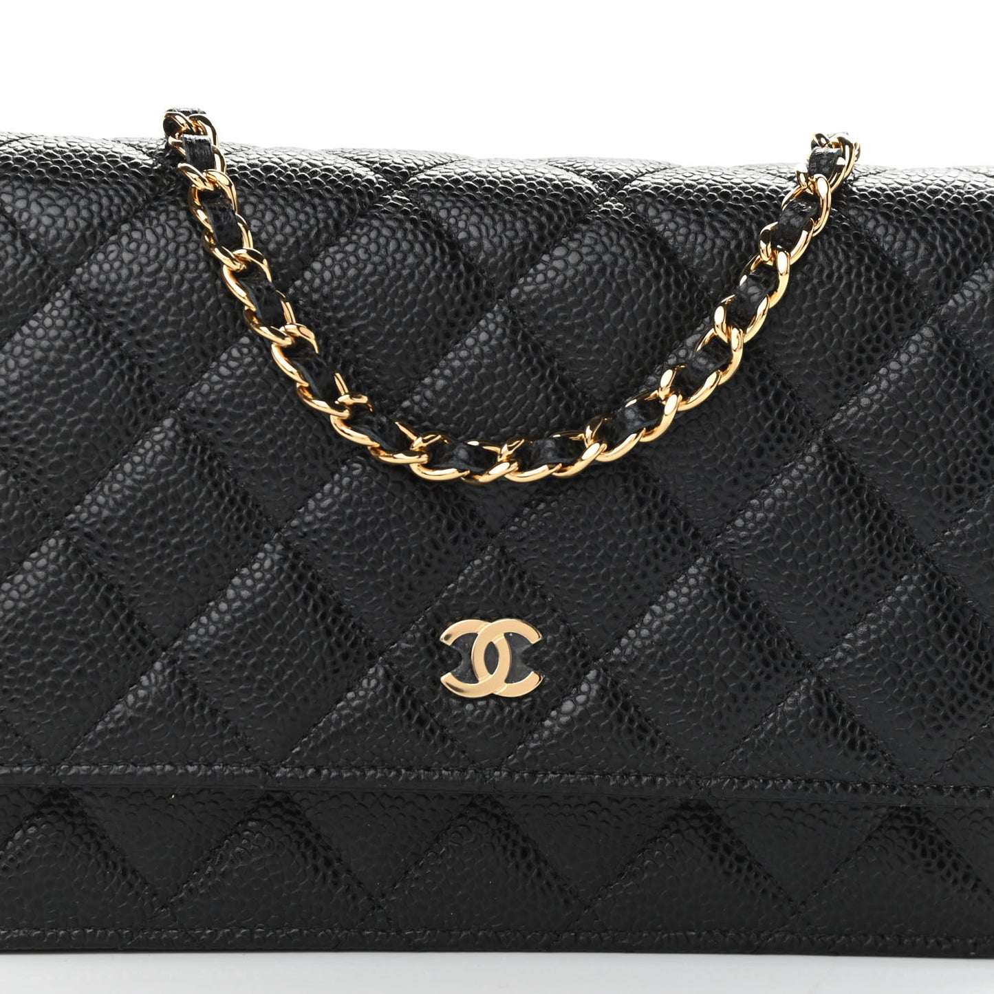 Caviar Quilted Wallet On Chain WOC Black