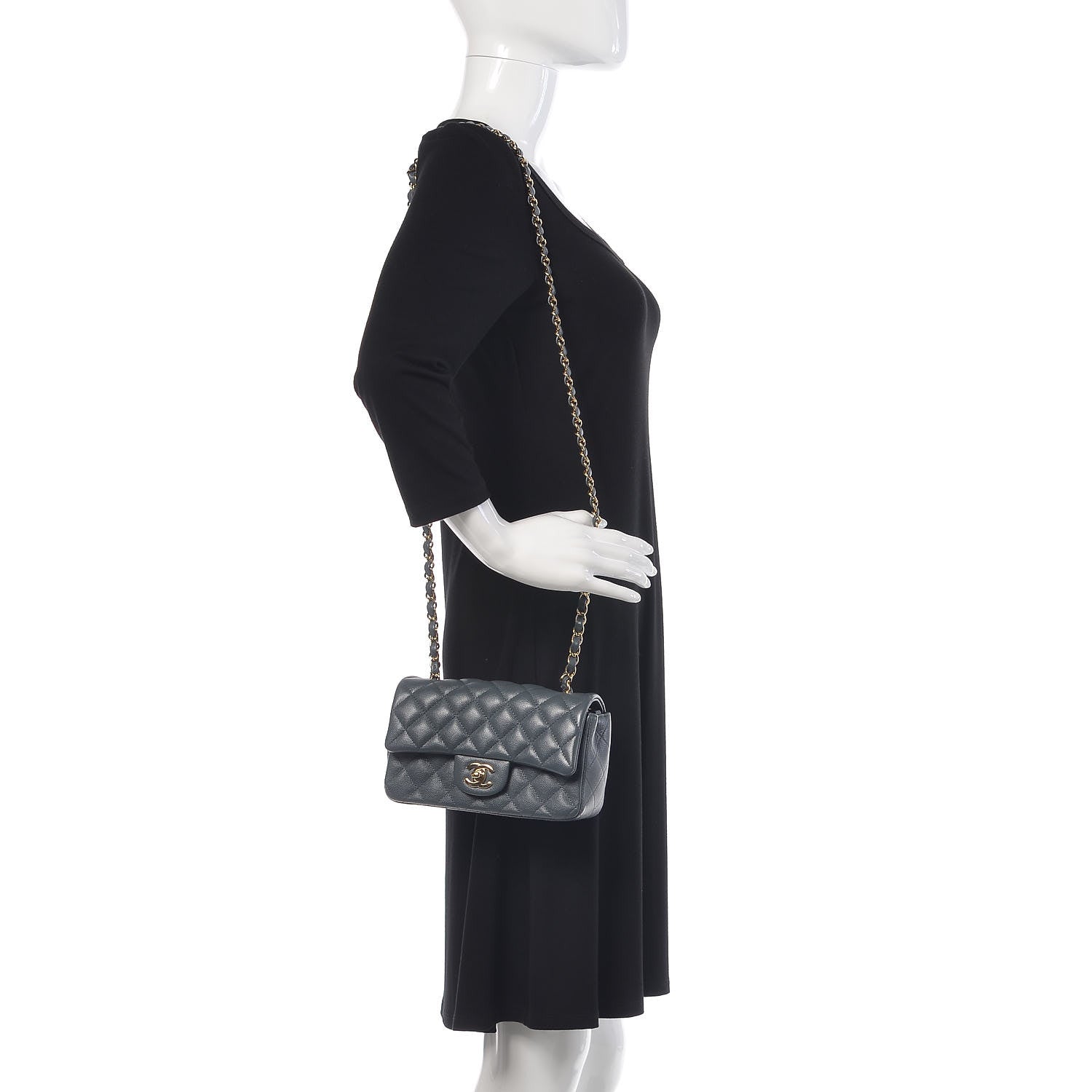 Chanel Caviar Quilted Mini Rectangular Flap Dark Grey 2 of 11