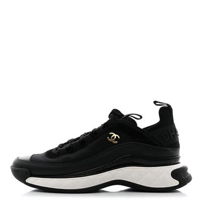 Chanel Velvet Calfskin Mixed Fibers CC Sneakers 38.5 Black 1 of 9