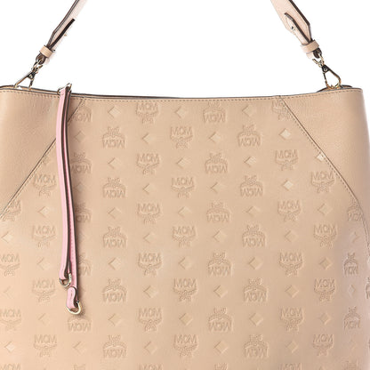 MCM Calfskin Ottomar Monogram Large Klara Hobo New Beige 7 of 9