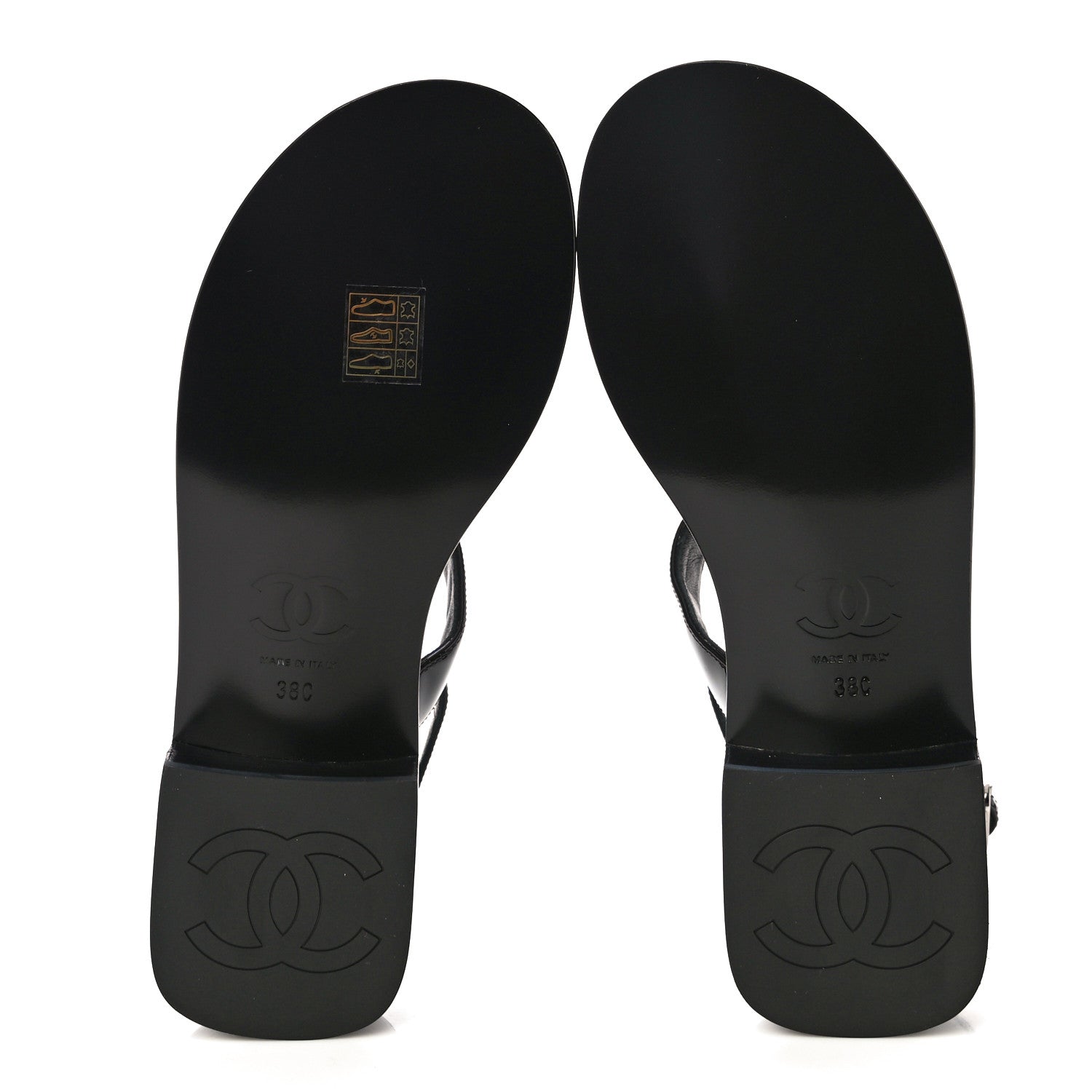 Chanel Patent Calfskin Chain CC Logo Thong Sandals 38 Black 5 of 10