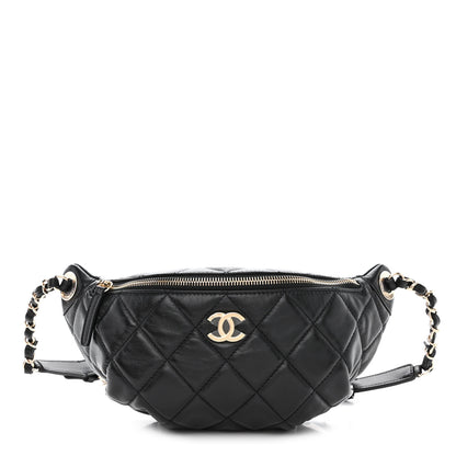 Chanel Lambskin Quilted Waist Bag Fanny Pack Black 1 of 11