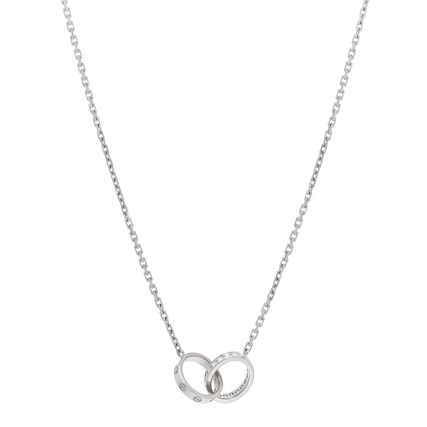 18K White Gold Diamond Interlocking LOVE Necklace