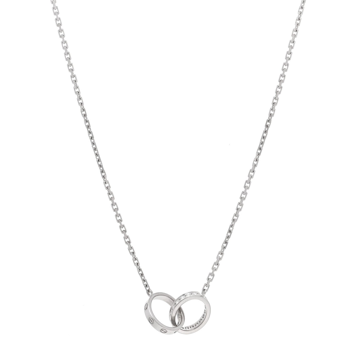 Cartier 18K White Gold Diamond Interlocking LOVE Necklace 1 of 5