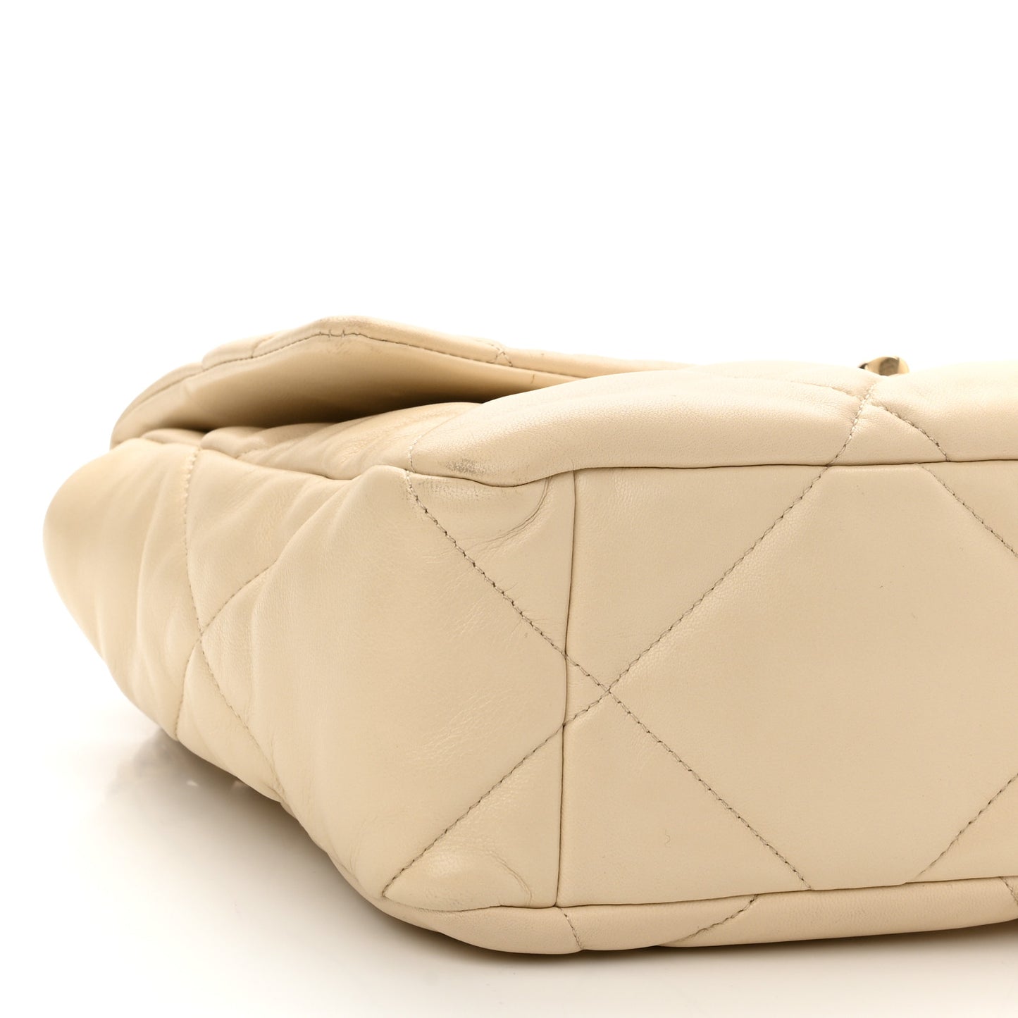 Lambskin Quilted Large Chanel 19 Flap Beige