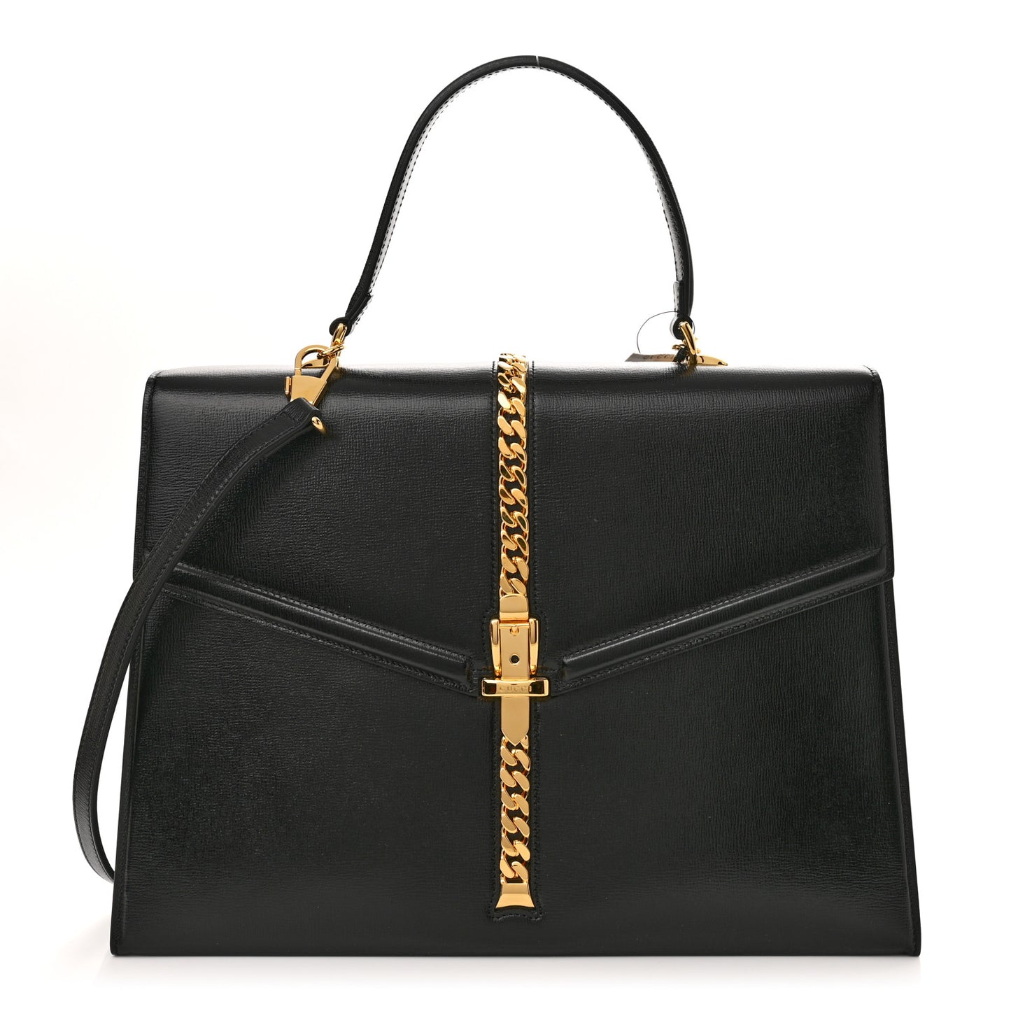 Textured Calfskin Medium Sylvie 1969 Top Handle Bag Black