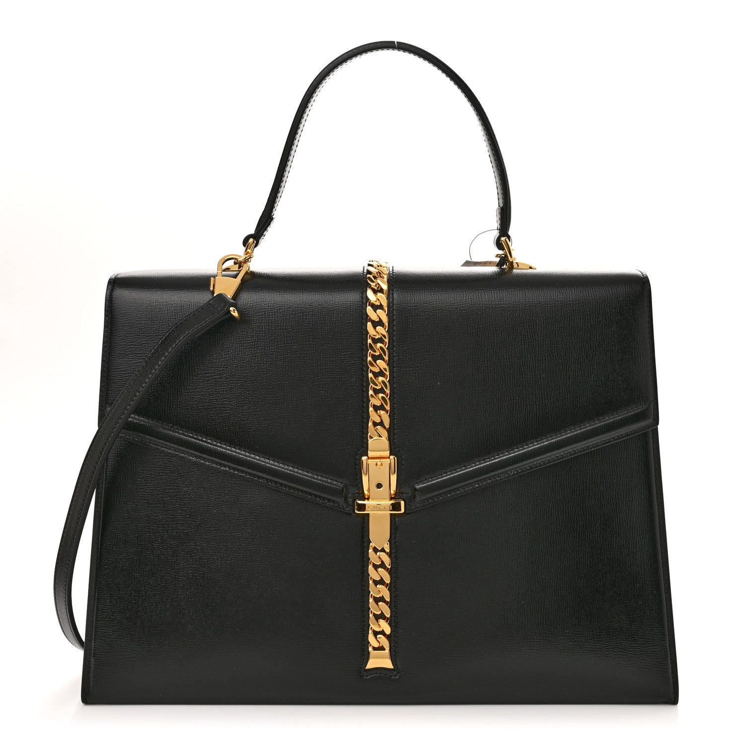 Gucci Textured Calfskin Medium Sylvie 1969 Top Handle Bag Black 1 of 11