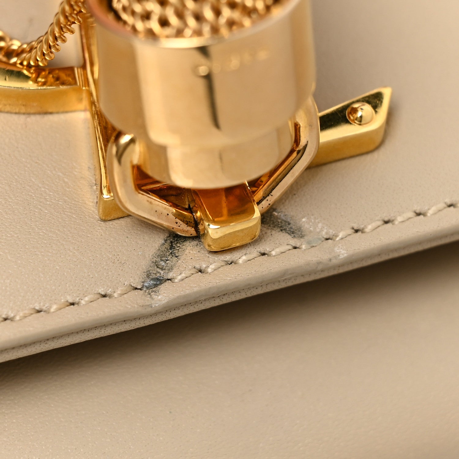 Saint Laurent Calfskin Small Classic Monogram Kate Tassel Satchel Dark Beige 17 of 18