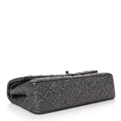 Chanel Metallic Crackled Calfskin Medium Double Flap Argent Fonce 4 of 8