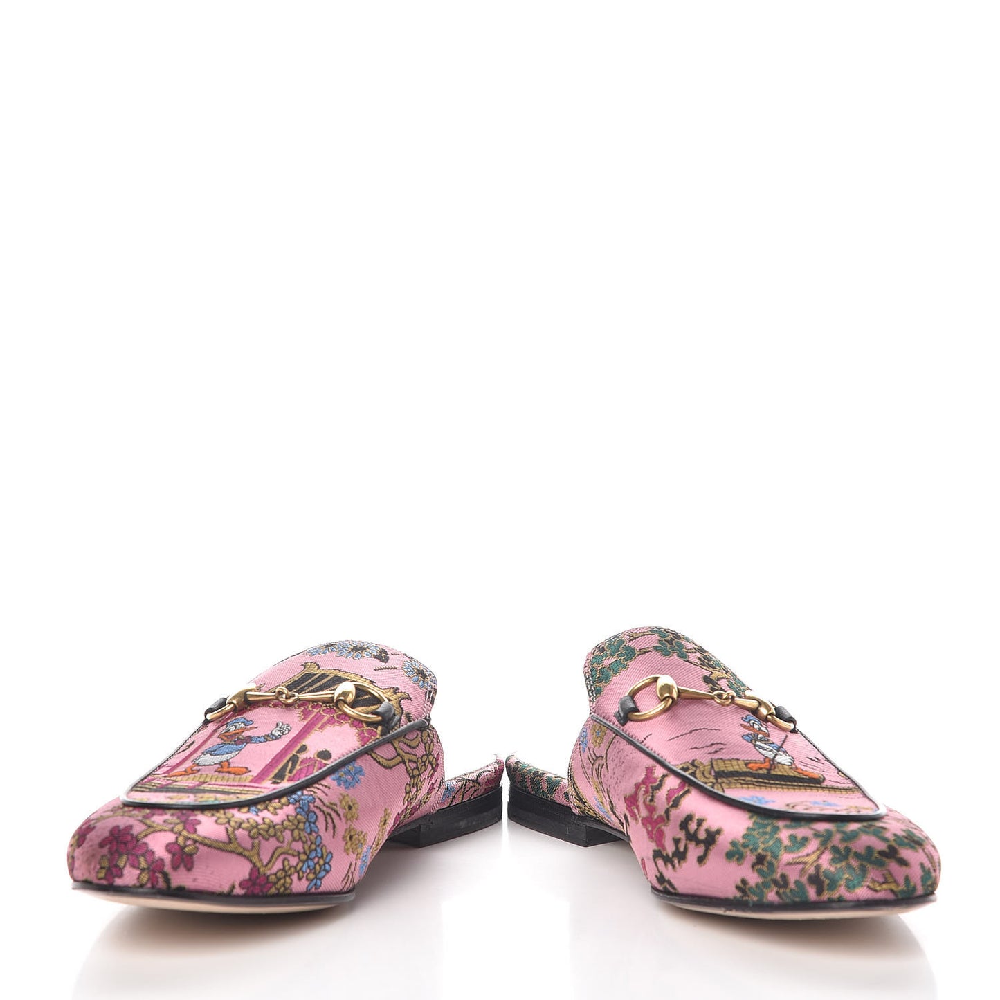 X DISNEY Jacquard Japanese Donald Duck Womens Princetown Slippers 38 Pink Black