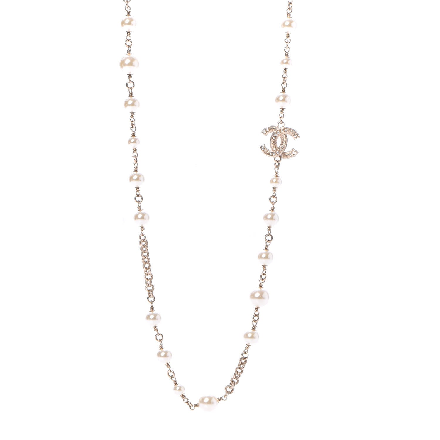 Chanel Pearl CC Necklace Light Gold 4 of 6