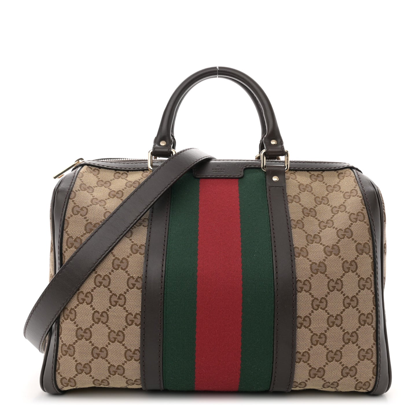 Monogram Selleria Calfskin Vintage Web Medium Boston Beige Ebony Cocoa
