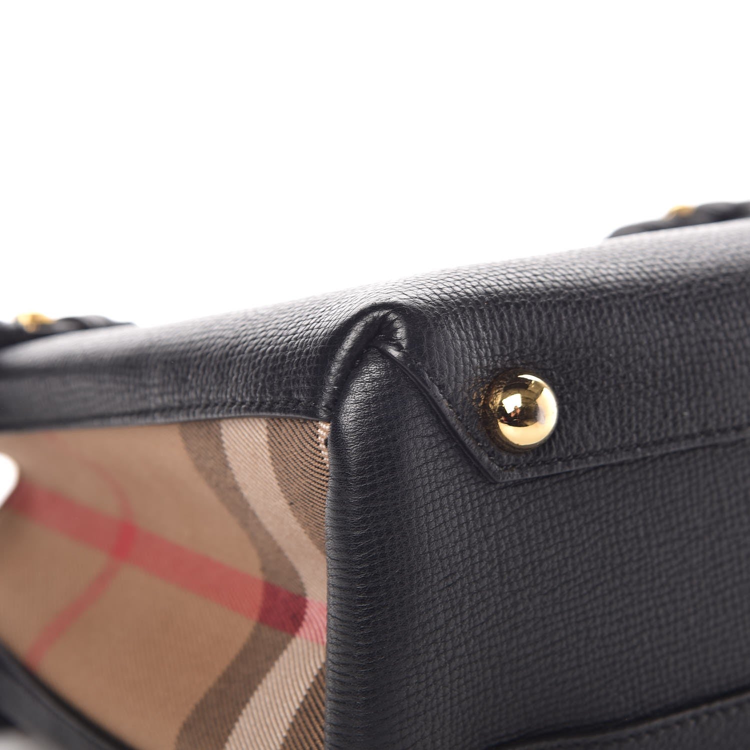 Burberry Grainy Calfskin House Check Small Banner Tote Black 8 of 10