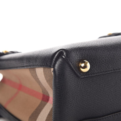 Burberry Grainy Calfskin House Check Small Banner Tote Black 8 of 10