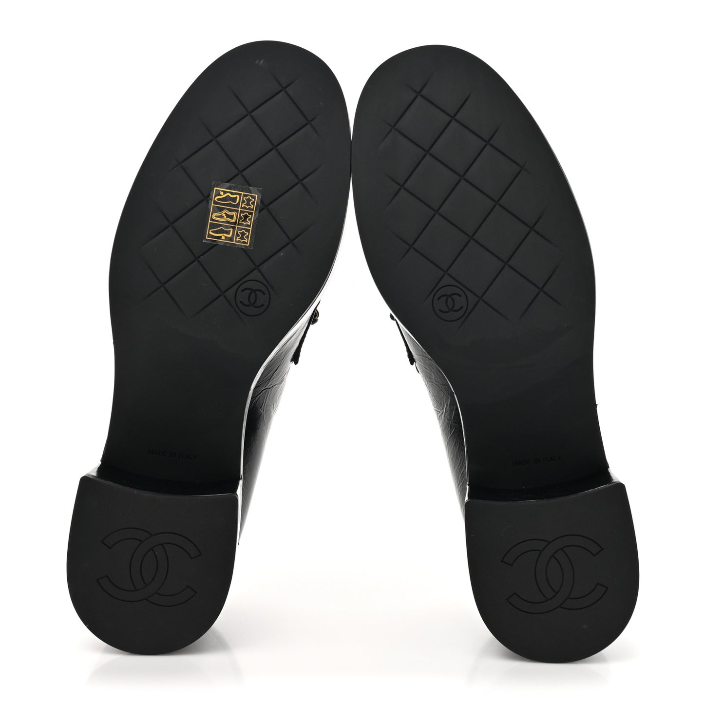 Shiny Calfskin Logo Loafers 38 Black