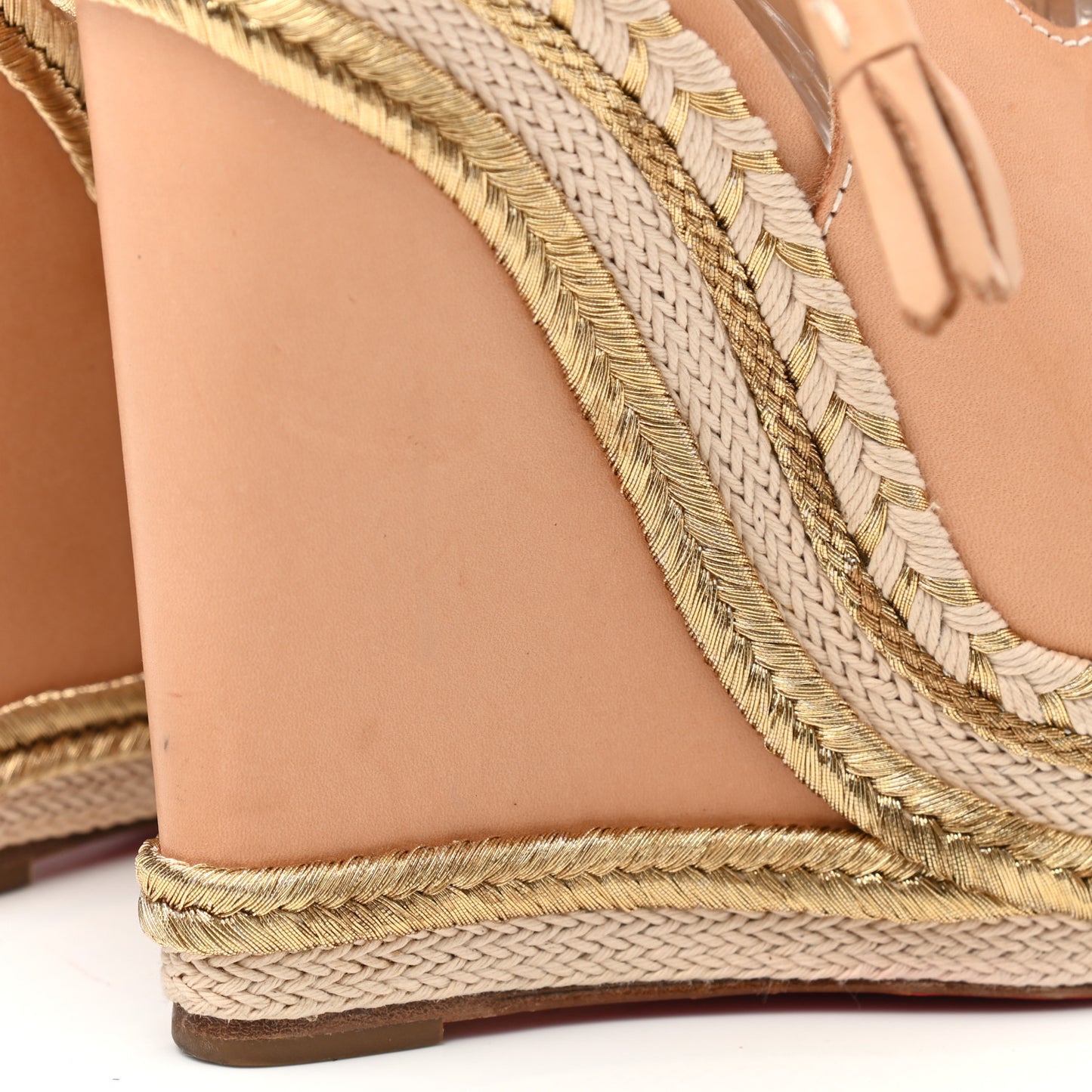 Calfskin Spagana 140 Lace Up Platform Wedge Sandals 39 Natural