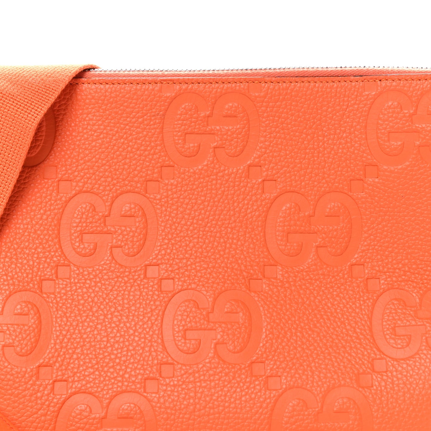 Piuma Calfskin Jumbo GG Embossed Medium Wristlet Messenger Bag Orange