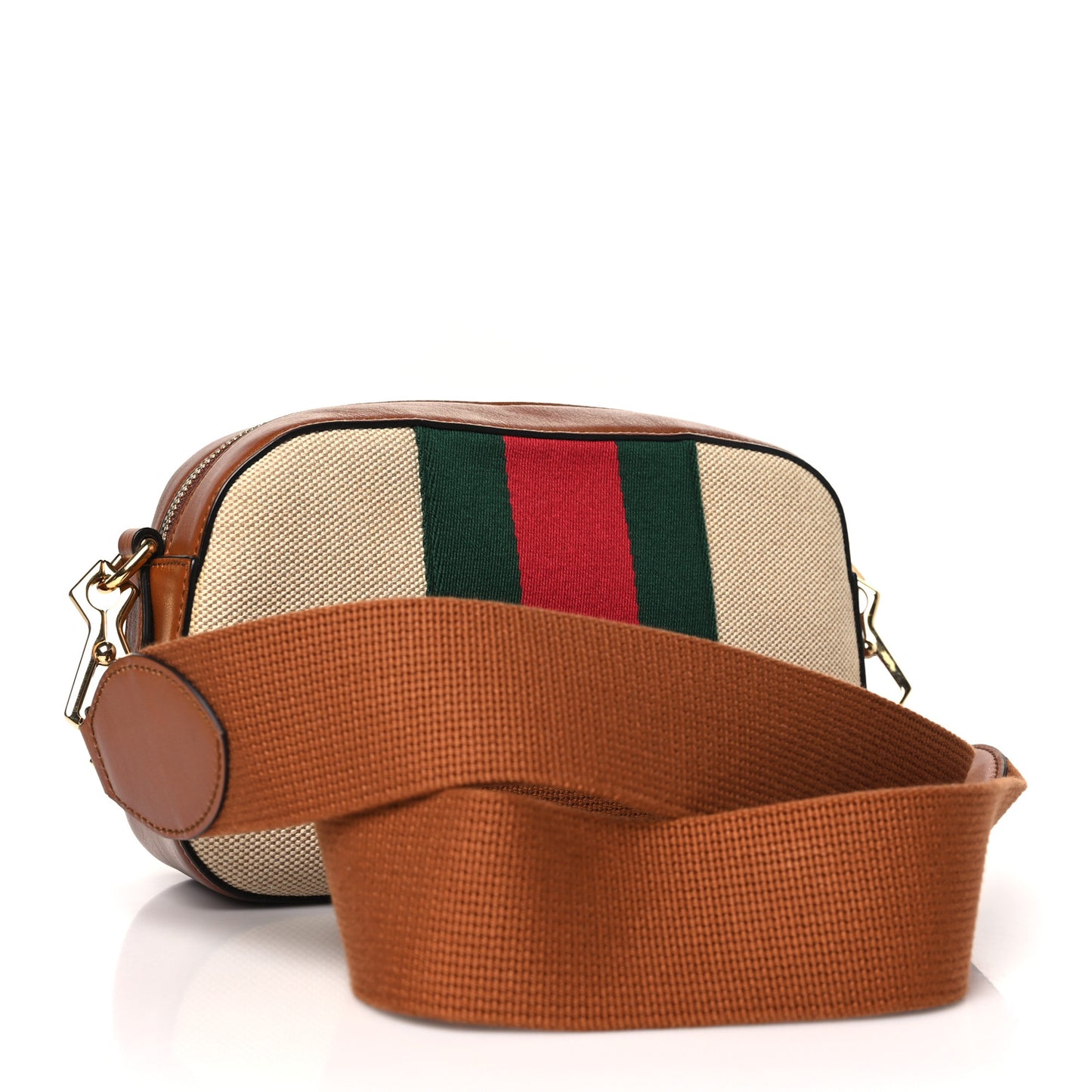 Vintage Canvas Web Shoulder Bag Sand Cuir