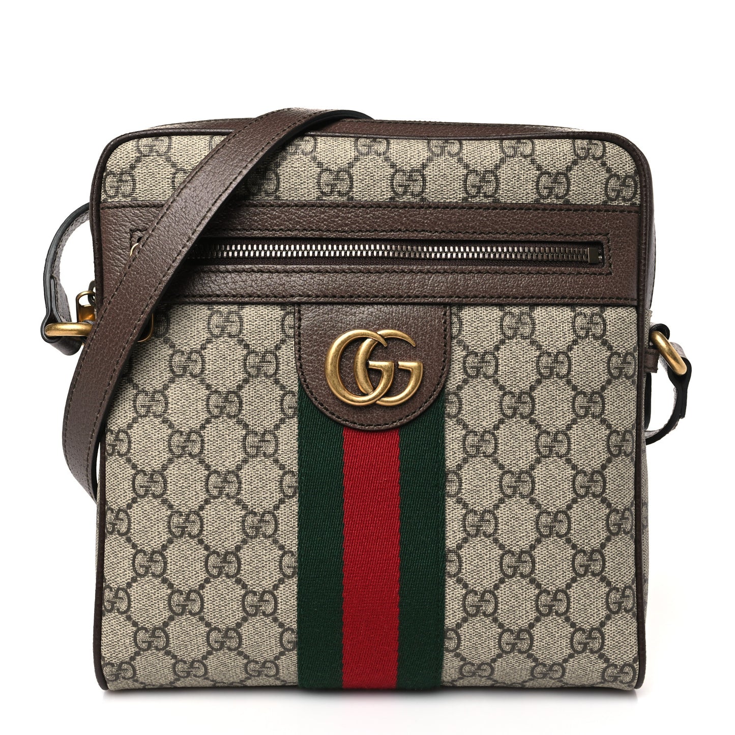 GG Supreme Monogram Web Small Ophidia Messenger Bag Brown