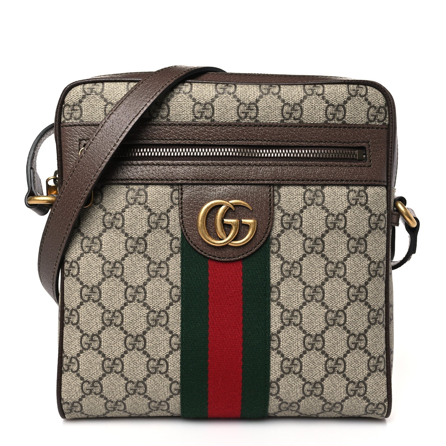 Gucci GG Supreme Monogram Web Small Ophidia Messenger Bag Brown 1 of 10
