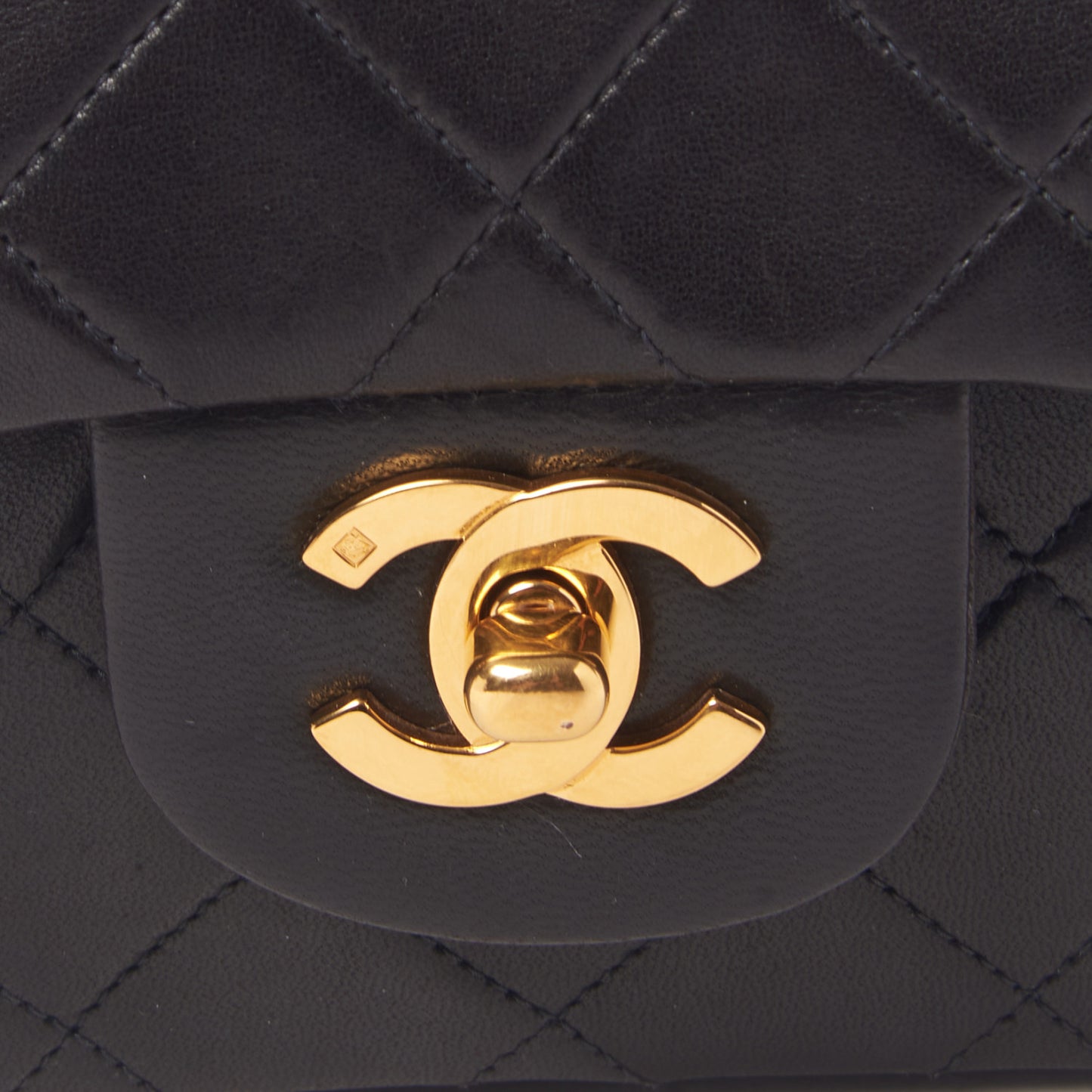 Lambskin Quilted Small Double Flap Black