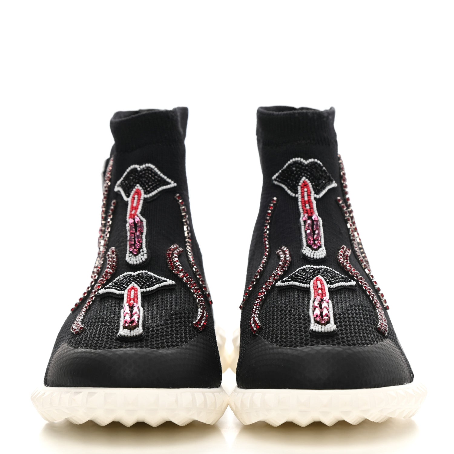 Valentino Garavani Body Tech Knit Embroidered High Top Sneakers 35 Black 2 of 9
