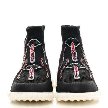 Valentino Garavani Body Tech Knit Embroidered High Top Sneakers 35 Black 2 of 9