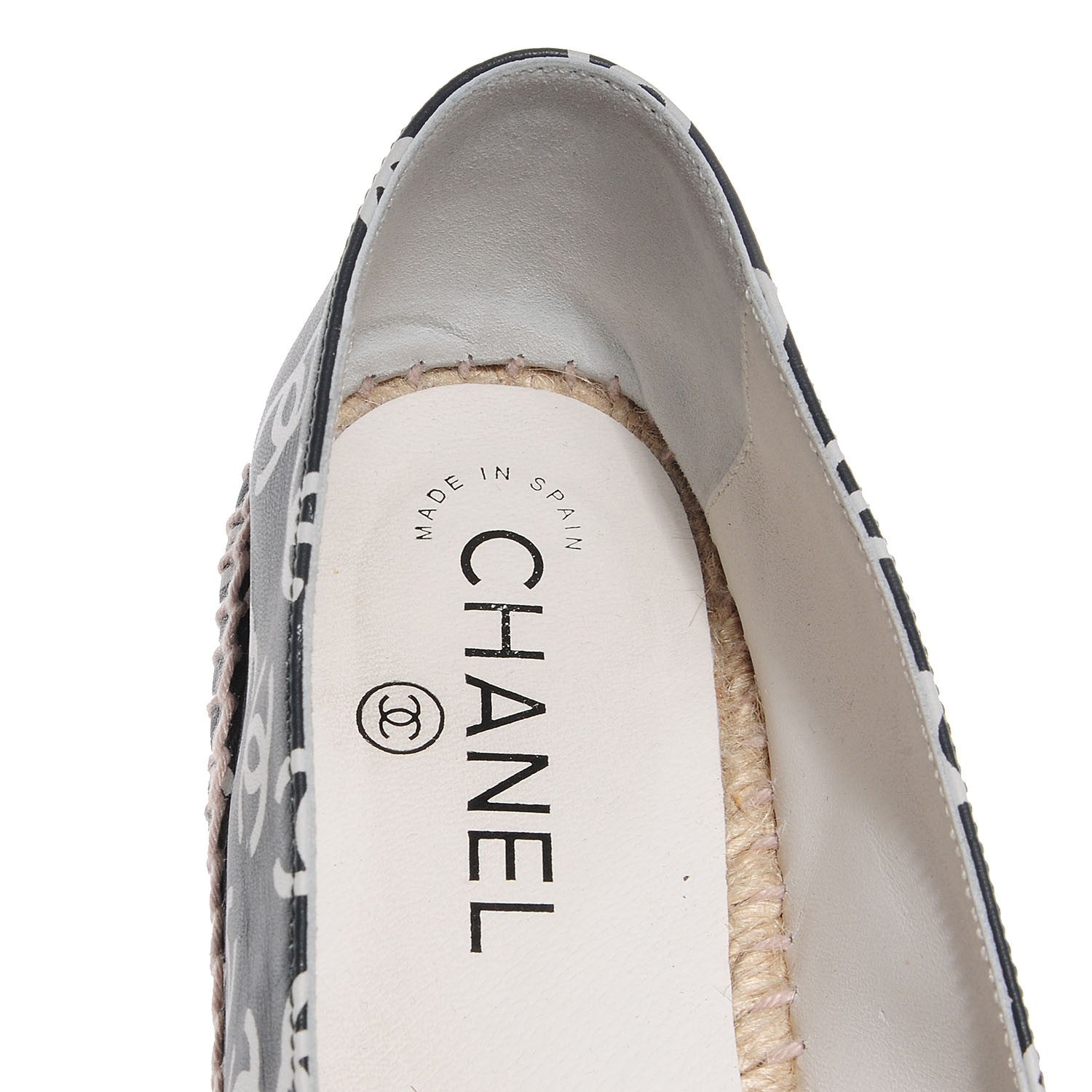 Chanel Lambskin Printed CC Espadrilles 39 Black White 4 of 6