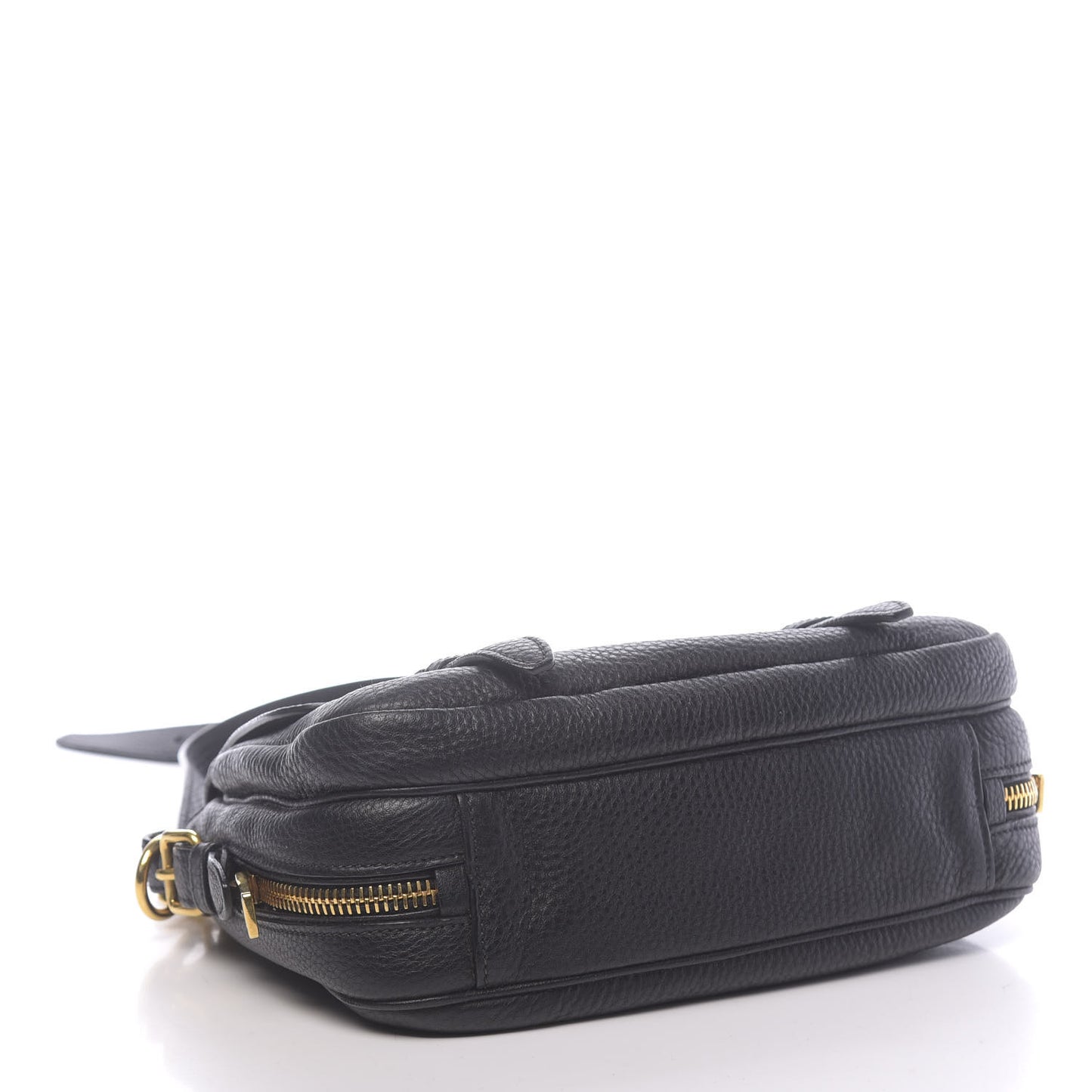 Vitello Daino Push Lock Messenger Bag Black