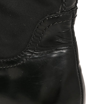 Prada Spazzolato Rois Re-Nylon Metal Triangle Logo Monolith Pouch Pocket 55mm Tall Boots 36 Black 9 of 11