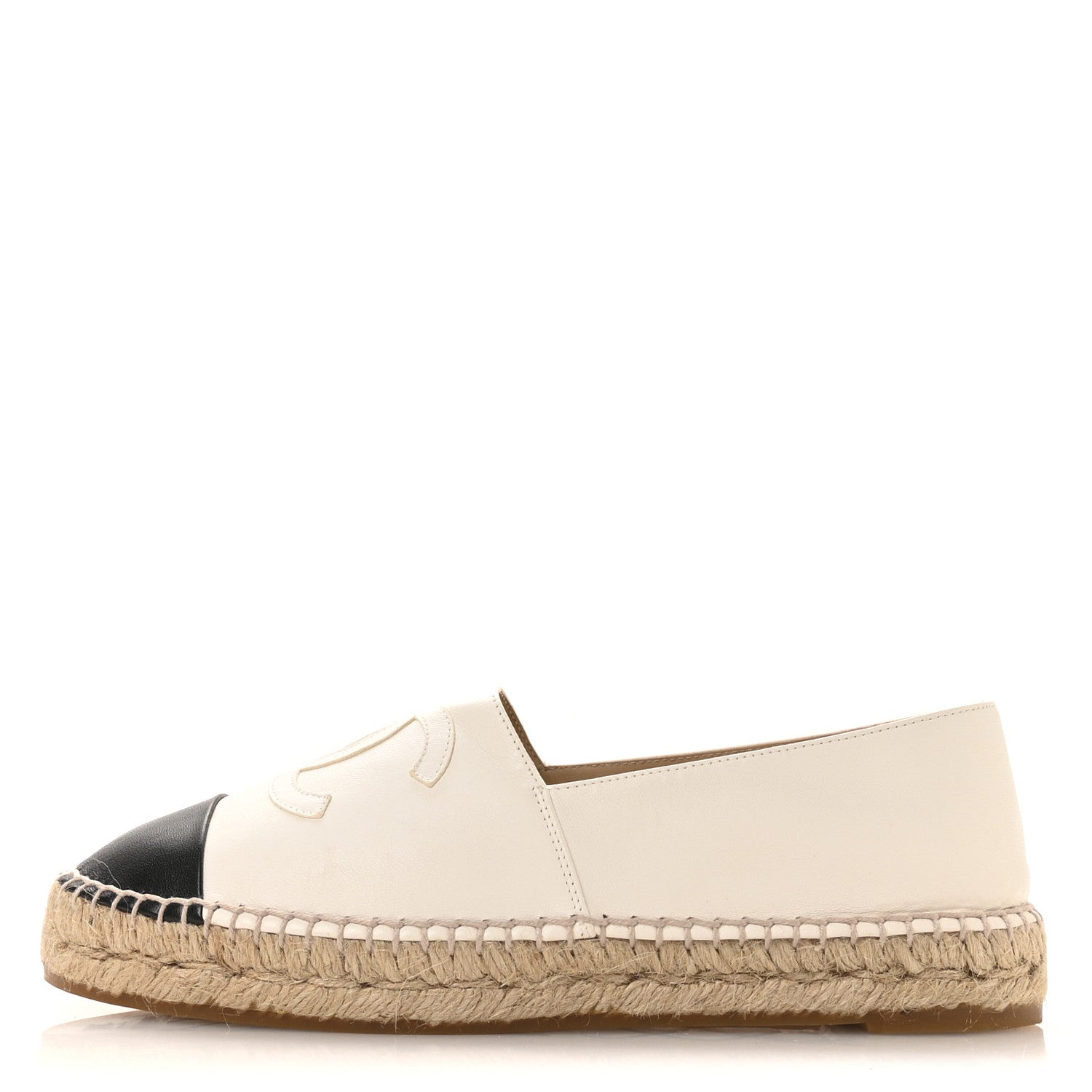 Chanel Lambskin CC Espadrilles 38 White Black 1 of 9