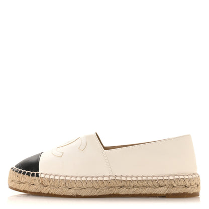 Chanel Lambskin CC Espadrilles 38 White Black 1 of 9