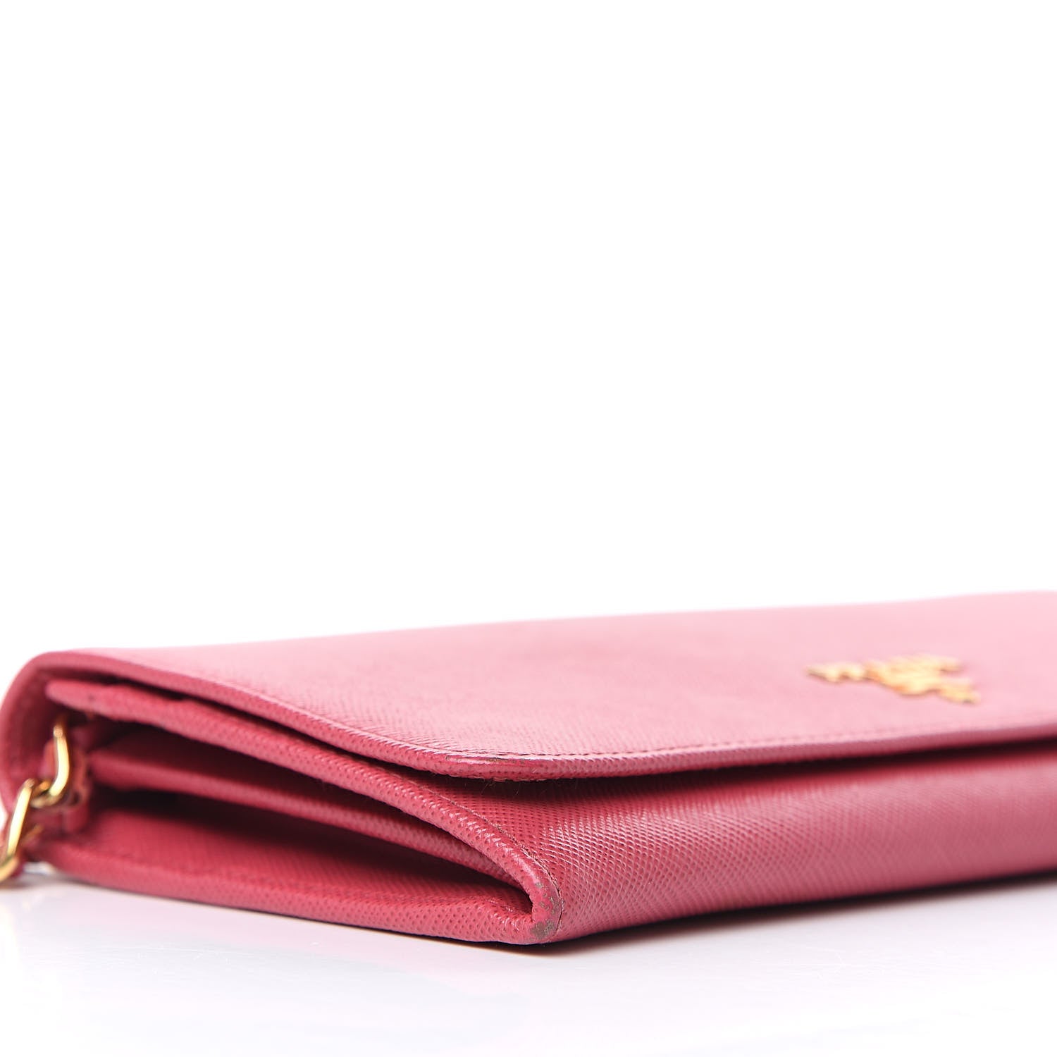 Prada Saffiano Metal Oro Chain Wallet Peonia 8 of 11