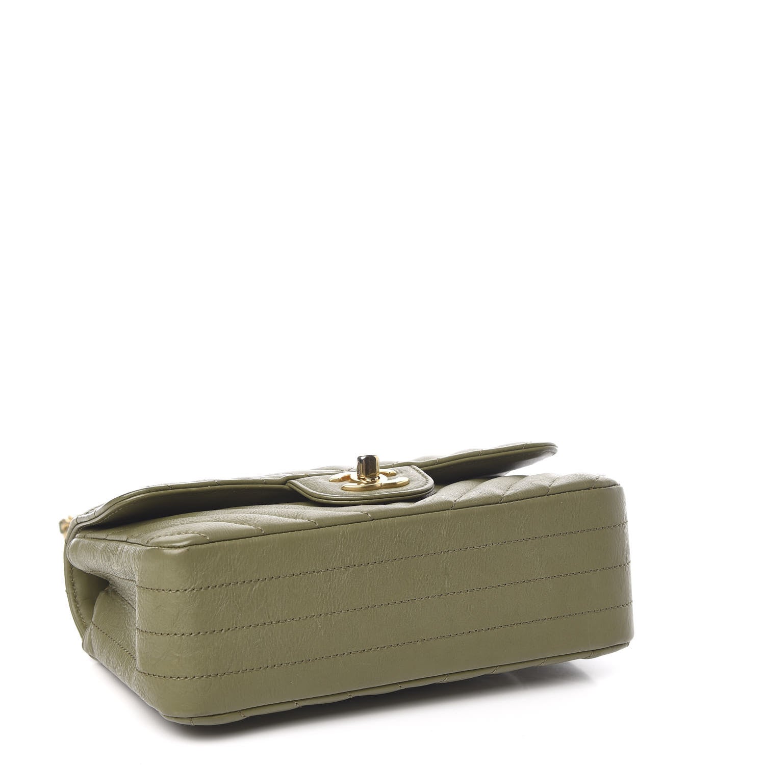 Chanel Calfskin Chevron Quilted Mini Rectangular Flap Khaki 4 of 10