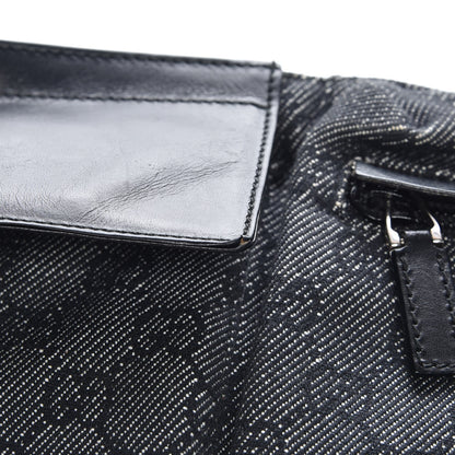 Gucci Denim Monogram Double Pocket Belt Bag Black 9 of 9