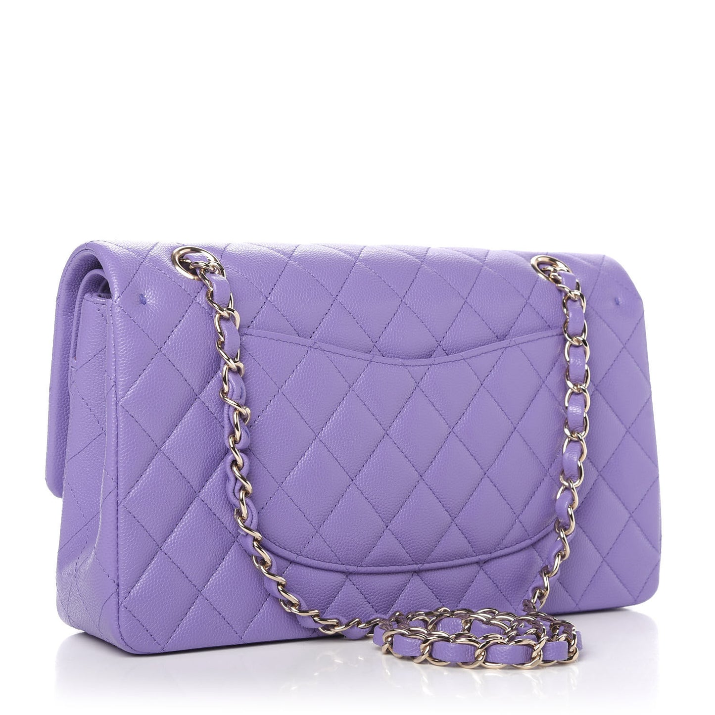 Caviar Quilted Medium Double Flap Purple