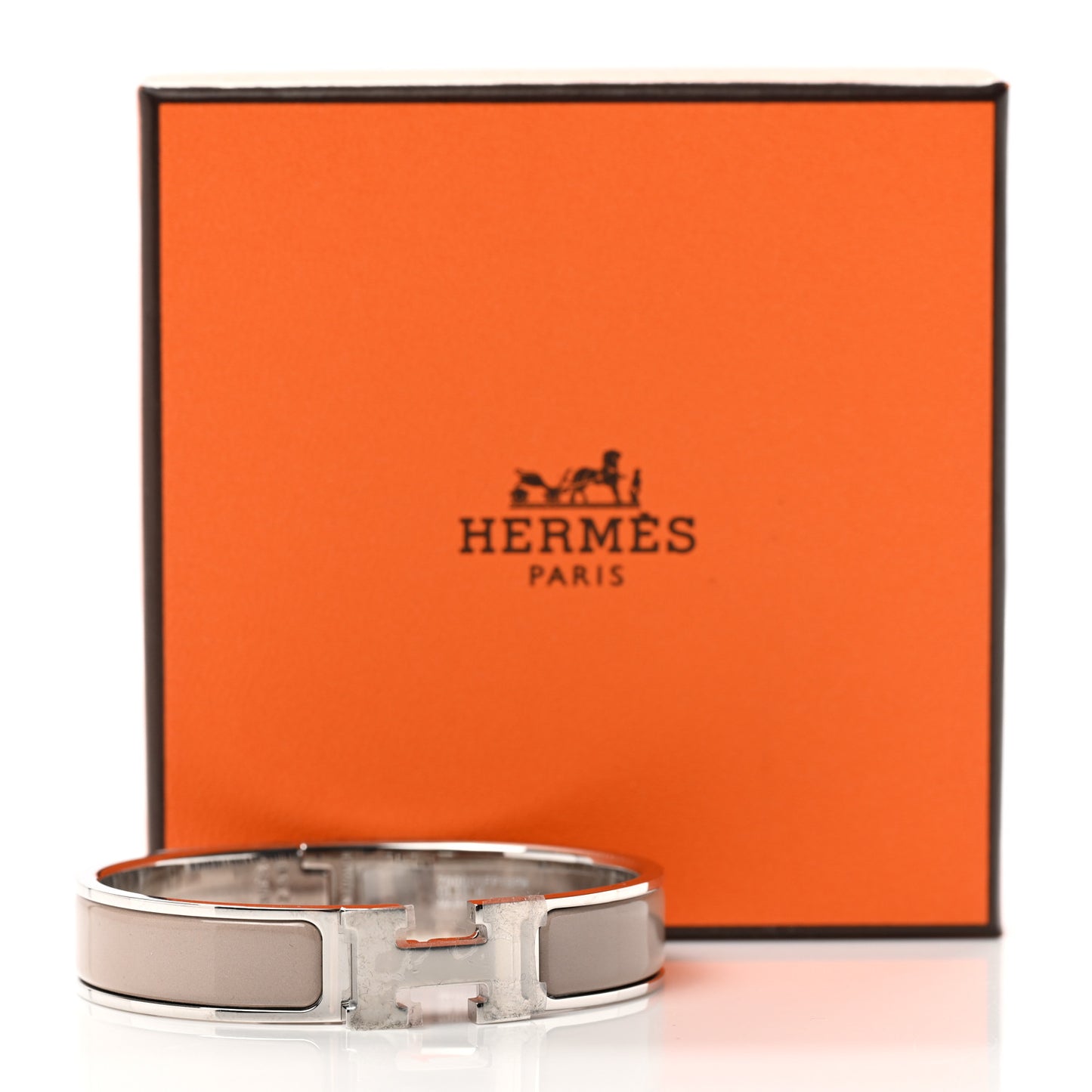 Enamel Clic Clac H Narrow Bracelet PM Marron Glace